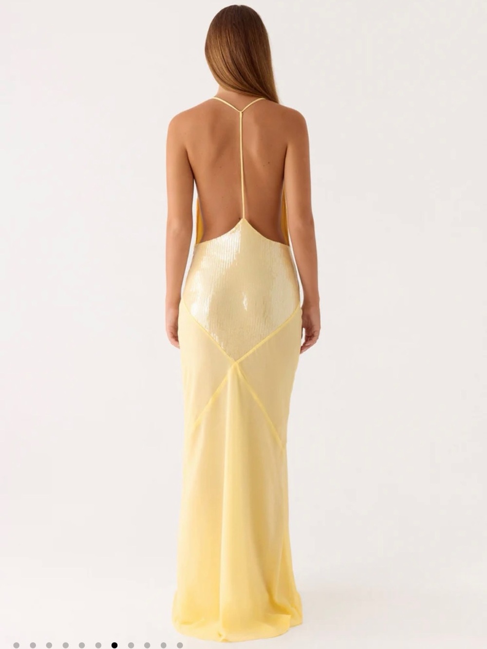 Peppermayo Pale Yellow Sequin Cowl Slip Maxi Dress - Picture 5 of 14